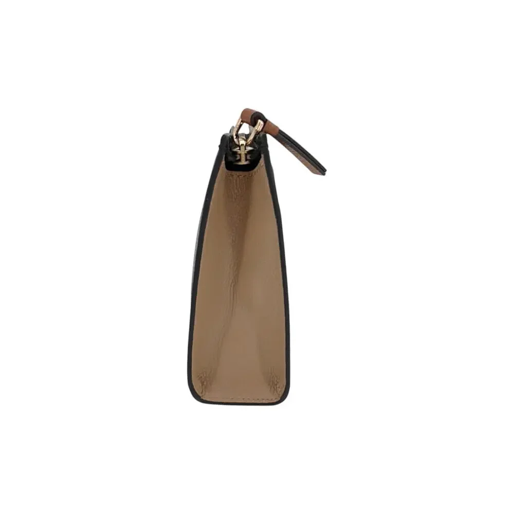 MARC JACOBS The Grind Leather Cosmetic Pouch in Smoked Almond Multi